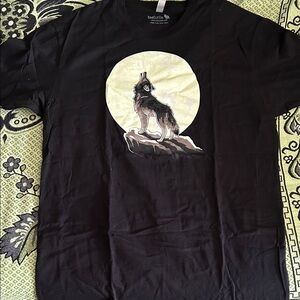 Black Howling Wolf Tee by TeeTurtle